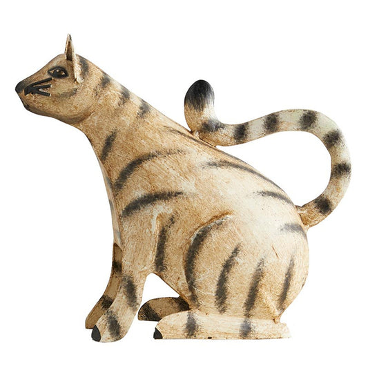 Iron Cat with Stripes | Animal Figurine for Home or Garden Decor |